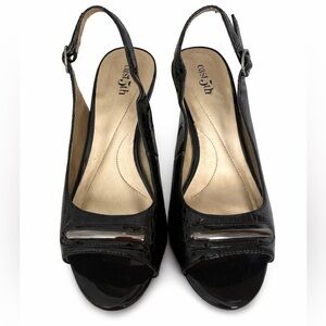 East 5th Madeline Black Peep Toe Slingback Pumps 3” Heel 7.5 Wide NEW No Tags